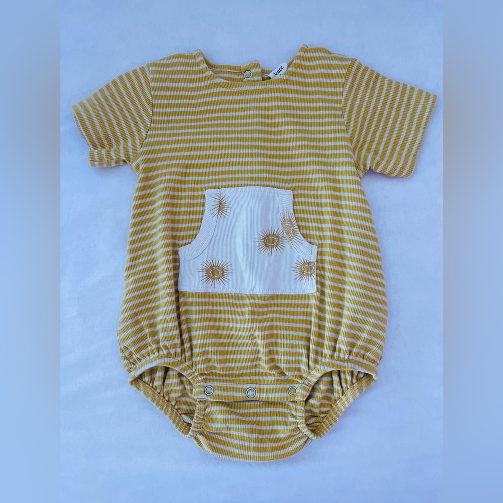 Kate Quinn Yellow Striped Sun Pocket Bubble 6-12
